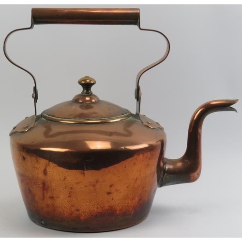 122 - A large Victorian copper swing handled kettle. Of local interest, struck ‘Kreff Cranbrook’. 42 cm le... 