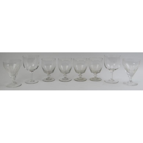 123 - Four late Georgian rummers and two pairs of antique drinking glasses. One pair of drinking glasses e... 