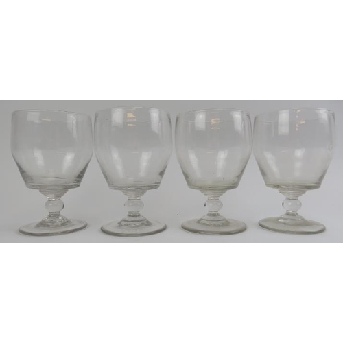 123 - Four late Georgian rummers and two pairs of antique drinking glasses. One pair of drinking glasses e... 