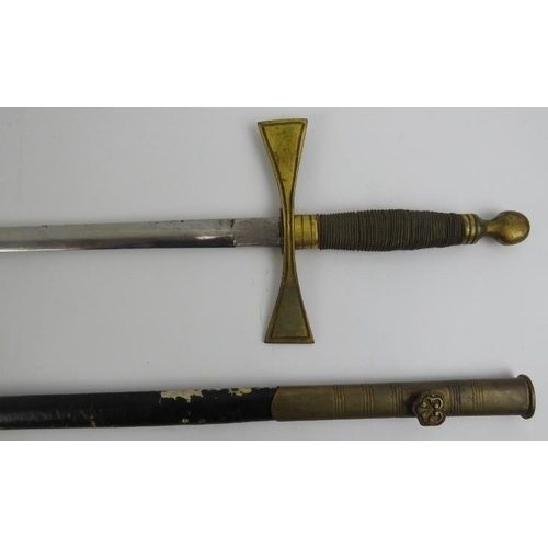 129 - A Masons ceremonial gilt brass and steel bladed dress sword, late 19th/early 20th century. With a wi... 