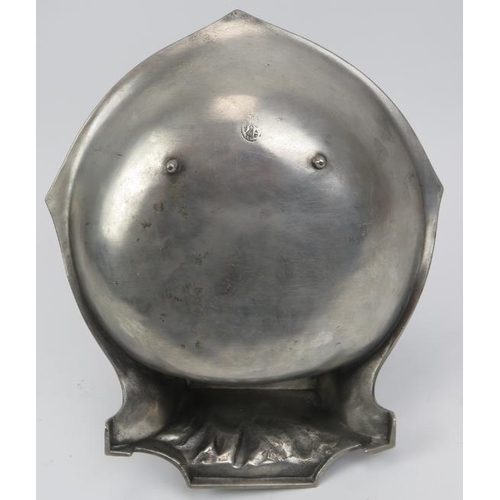 133 - An Art Nouveau pewter figural bowl, early 20th century. Struck with an angel symbol beside letters A... 