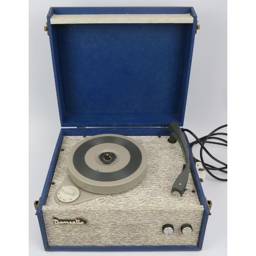 138 - A vintage Dansette ‘Popular’ model 16/33/45/78 speed portable record player, circa 1960’s. 34 cm wid... 