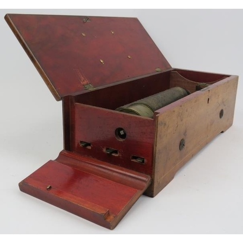 141 - An antique mechanical music box, late 19th/early 20th century. 38.2 cm length. 
Condition report: So... 