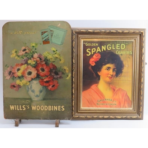 149 - Two vintage cigarette advertising signs. Comprising a Will’s Woodbines street sign and a ‘Golden Cig... 