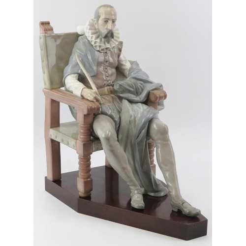 15 - A large Lladro porcelain figure of the Spanish writer Miguel de Cervantes author of Don Quixote, cir... 