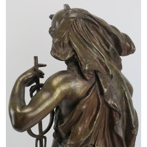 155 - A large bronzed pewter statue of a neoclassical female figure entitled ‘Commerce’, early 20th centur... 