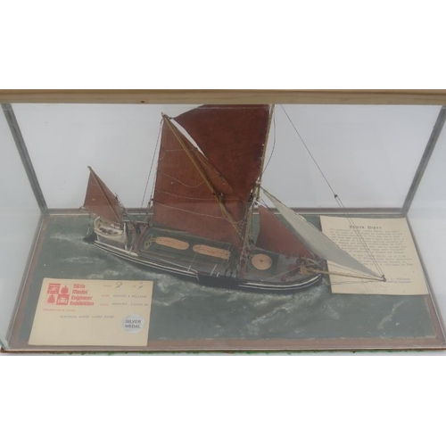 164 - A cased maritime model of a ‘James Piper’ spritsail barge, dated 1986. With a silver medal award fro... 