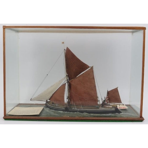 164 - A cased maritime model of a ‘James Piper’ spritsail barge, dated 1986. With a silver medal award fro... 