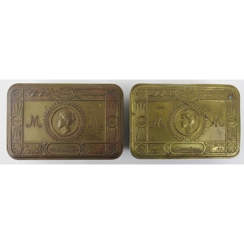 18 - Two World War I Princess Mary 1914 Christmas tins. (2 items) 12.9 cm length. 
Condition report: Some... 