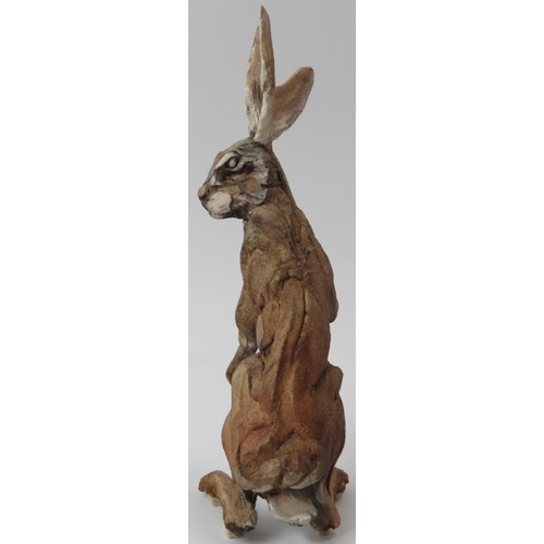 186 - Pierre Diamantopoulo (b.1952) - A studio pottery model of a standing hare. Signed and dated 94 in pe... 