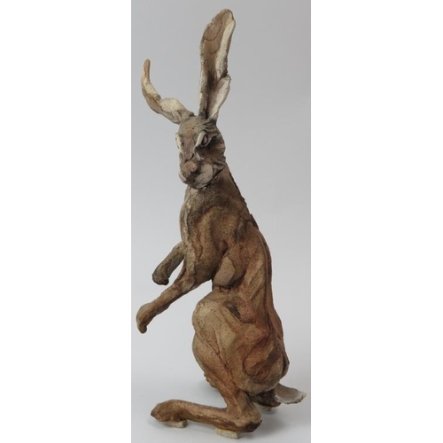 186 - Pierre Diamantopoulo (b.1952) - A studio pottery model of a standing hare. Signed and dated 94 in pe... 