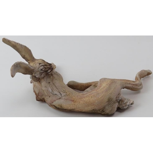 187 - Pierre Diamantopoulo (b.1952) - A studio pottery model of a recumbent hare. Incised signature and da... 