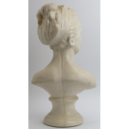 218 - A sculptural glazed plaster bust of Louise Brongniart after Jean Antoine Houdon, signed. Reference: ... 