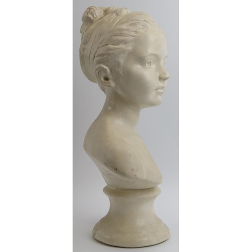 218 - A sculptural glazed plaster bust of Louise Brongniart after Jean Antoine Houdon, signed. Reference: ... 