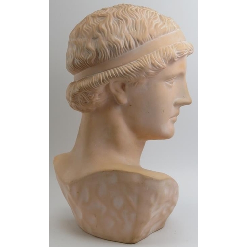 219 - A glazed terracotta bust of Athena Lemnia. 43 cm height. Condition report: Good condition. Some ligh... 