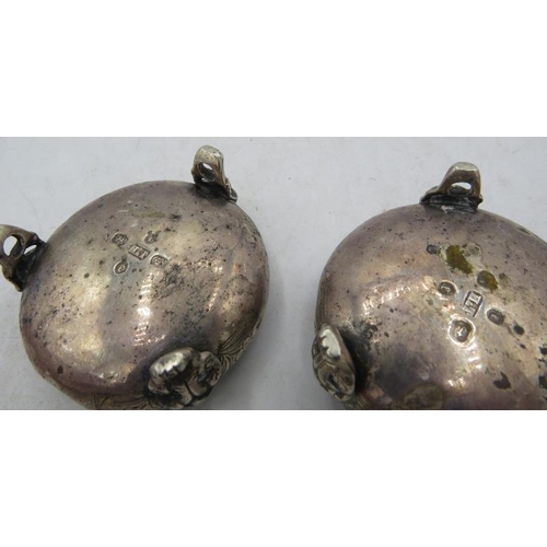 324 - A pair of Victorian silver circular salts with blue liner, Birmingham 1879. Approx weight 2.2 troy o... 