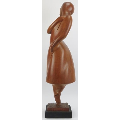 33 - An abstract carved wood sculpture of a female figure by Rothschild, dated 1980. Inscribed ’ROTHSCHIL... 