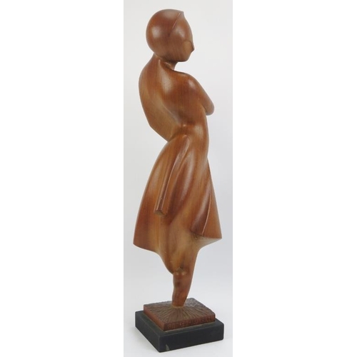 33 - An abstract carved wood sculpture of a female figure by Rothschild, dated 1980. Inscribed ’ROTHSCHIL... 