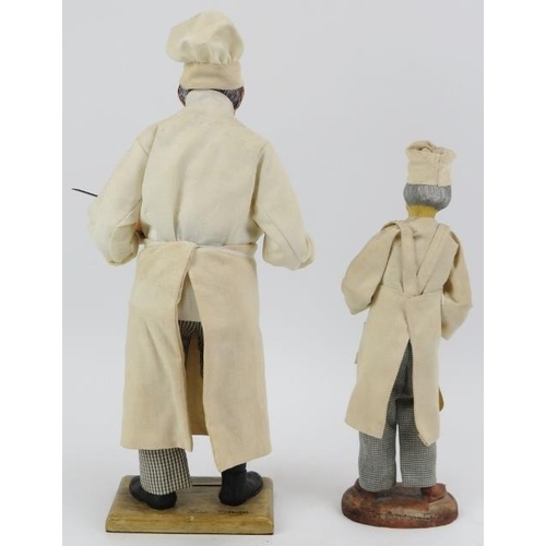 40 - Two French provincial hand painted carved wood and plaster caricature figures of a chef and a baker,... 