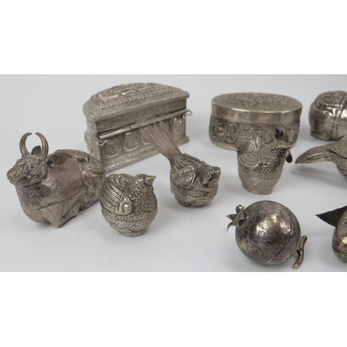 68 - A collection of Southeast Asian silver containers, 20th century. Comprising seventeen boxes of varyi... 