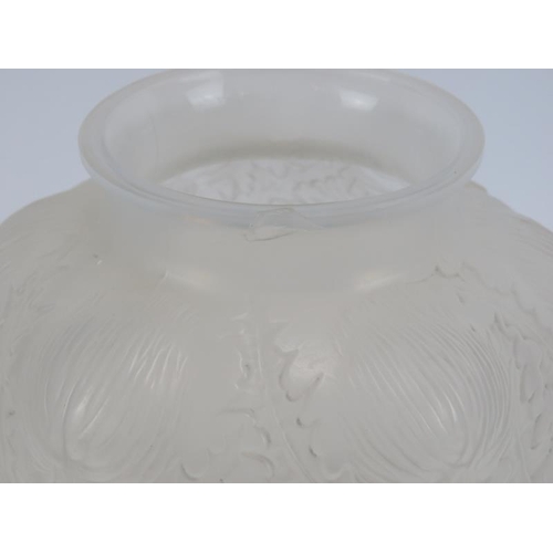 79 - A Rene Lalique ‘Domremy’ frosted glass thistle decorated vase, circa 1926. Of ovoid form and relief ... 