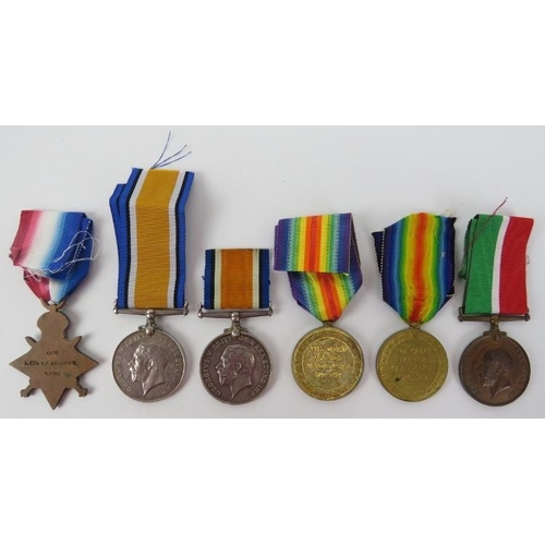 82 - Militaria: A group of six WWI medals. Comparing a 1914-15 Star awarded to 5567 L.CPL C.F. Sandiford ... 