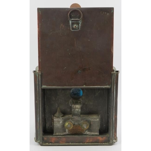 93 - Maritime: A vintage copper William Harvie of Glasgow ship’s starboard blue glass lantern. 28.3 cm he... 