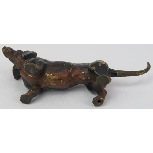 99 - An Austrian cold painted bronze dachshund, late 19th/early 20th century. Struck ‘Austria’ mark benea... 