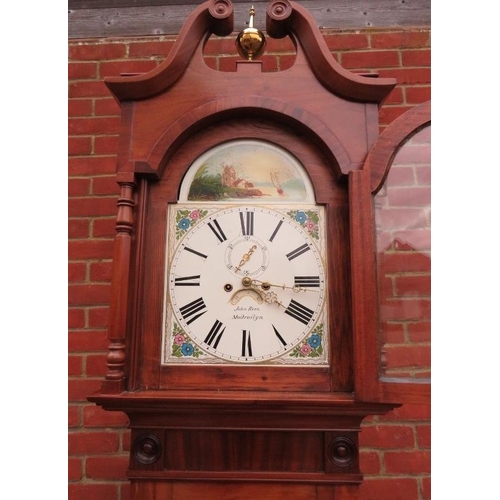 707 - A 19th century mahogany 8-day striking long case clock by John Rees of Madroilyn, the hood with brok... 