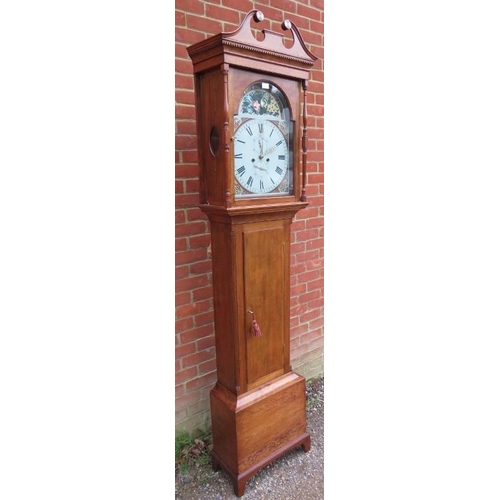 824 - A 19th century walnut cased 8-day striking longcase clock, the hood having a broken swan-neck pedime... 