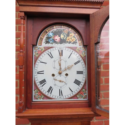 824 - A 19th century walnut cased 8-day striking longcase clock, the hood having a broken swan-neck pedime... 