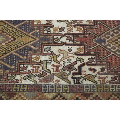 905 - A good North East Persian Sumak Kitim, a central field of eight triangular motifs, and styalised bir... 