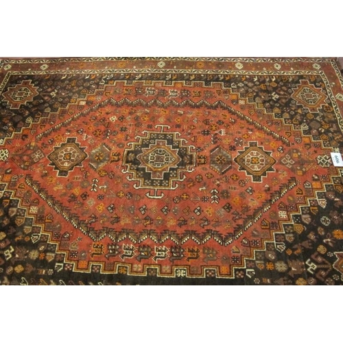 909 - A fine South West Persian Qashqai carpet central motif with 2 smaller each end. Good strong colours.... 