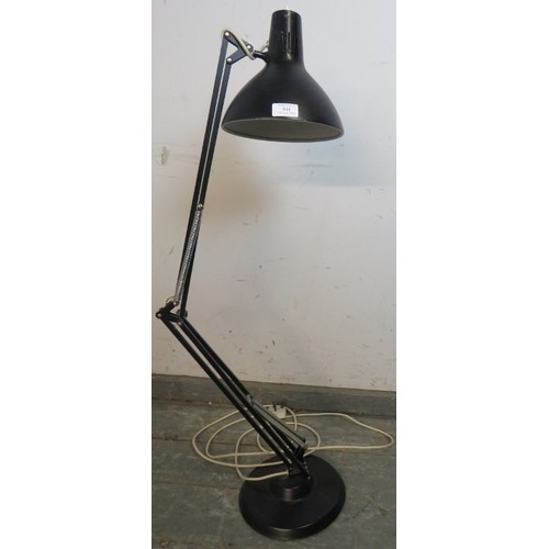 841 - A vintage 1960s black enamel angle-poise lamp by 1001 lights, of unusually large proportions, on a w... 