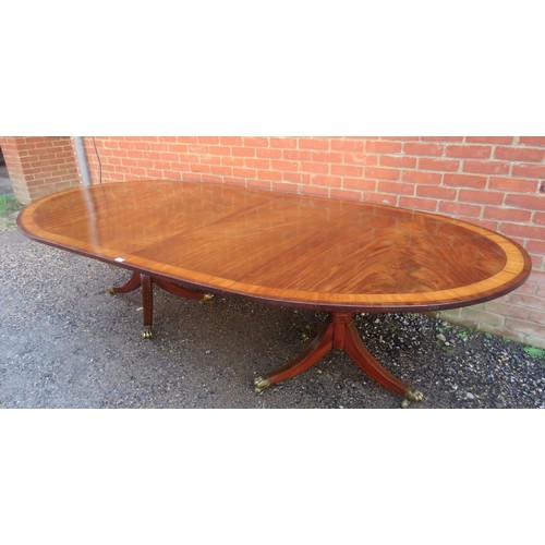 748A - A Regency period and later mahogany twin pedestal dining table of excellent colour, possibly Irish, ... 