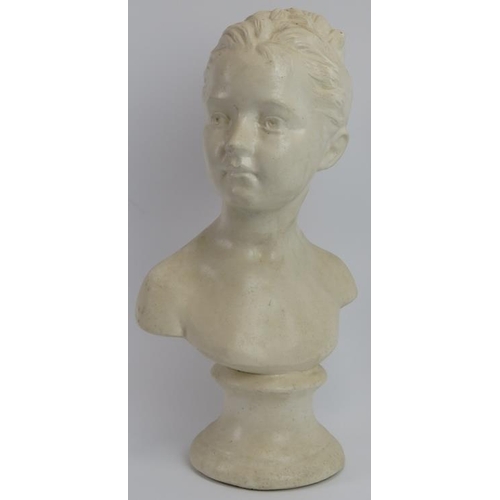 104 - A sculptural glazed plaster bust of Louise Brongniart after Jean Antoine Houdon, signed. Reference: ... 