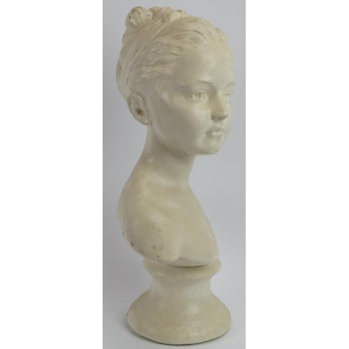 104 - A sculptural glazed plaster bust of Louise Brongniart after Jean Antoine Houdon, signed. Reference: ... 