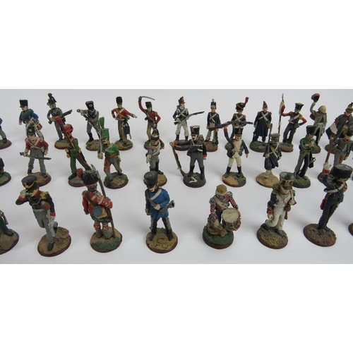 105 - A collection of fifty Franklin Mint Waterloo Regiments hand painted die-cast pewter soldiers, early ... 