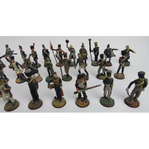 105 - A collection of fifty Franklin Mint Waterloo Regiments hand painted die-cast pewter soldiers, early ... 