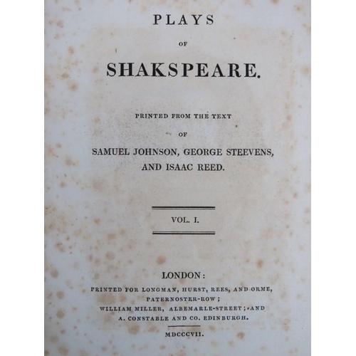 107 - Books: The Plays of William Shakespeare in twelve volumes, dated 1807. Printed from the text of Samu... 