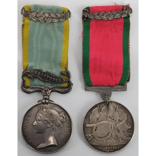 117 - Militaria: A Crimea Medal and Turkish Crimea 1855 Medal. A group of two Crimea medals both awarded t... 