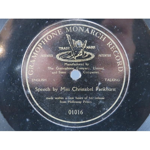 12 - A Dame Christabel Harriette Pankhurst suffragette movement speech recorded on a 78 shellac record. R... 