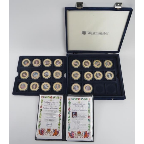 122 - A collection of Queen Elizabeth II Coronation Jubilee Coins. Comprising twenty coins together with c... 