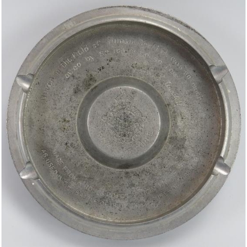 13 - Militaria: A novelty RAF Rolls Royce Merlin engine piston ashtray, circa 1940s. Inscribed ‘Made from... 