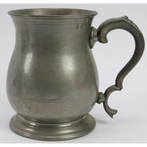 132 - A group of pewter items, 19th century and earlier. See additional images for marks. (9 items) Flagon... 