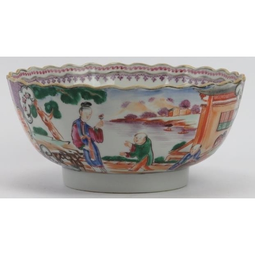 139 - A Chinese Export Famille Rose bowl, 18th century. 19.5 cm diameter. 
Condition report: Some light su... 