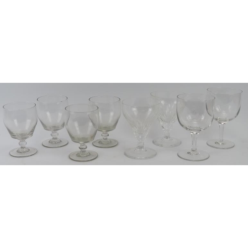 140 - Four late Georgian rummers and two pairs of antique drinking glasses. One pair of drinking glasses e... 