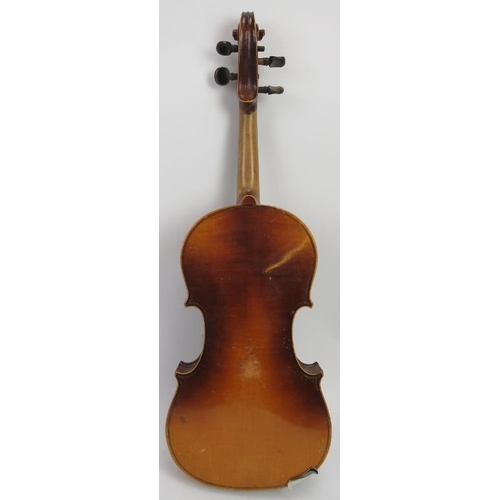 204 - A violin with case, probably late 19th/early 20th century. With faux Antonius Stradivarius’ internal... 