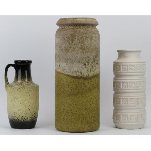 229 - Three West German ceramic vases, mid 20th century. 42 cm tallest height. 
Condition report: Good con... 