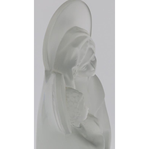 23 - A Lalique frosted glass Madonna and Child. Supported on a black glass base and signed ‘Lalique Franc... 